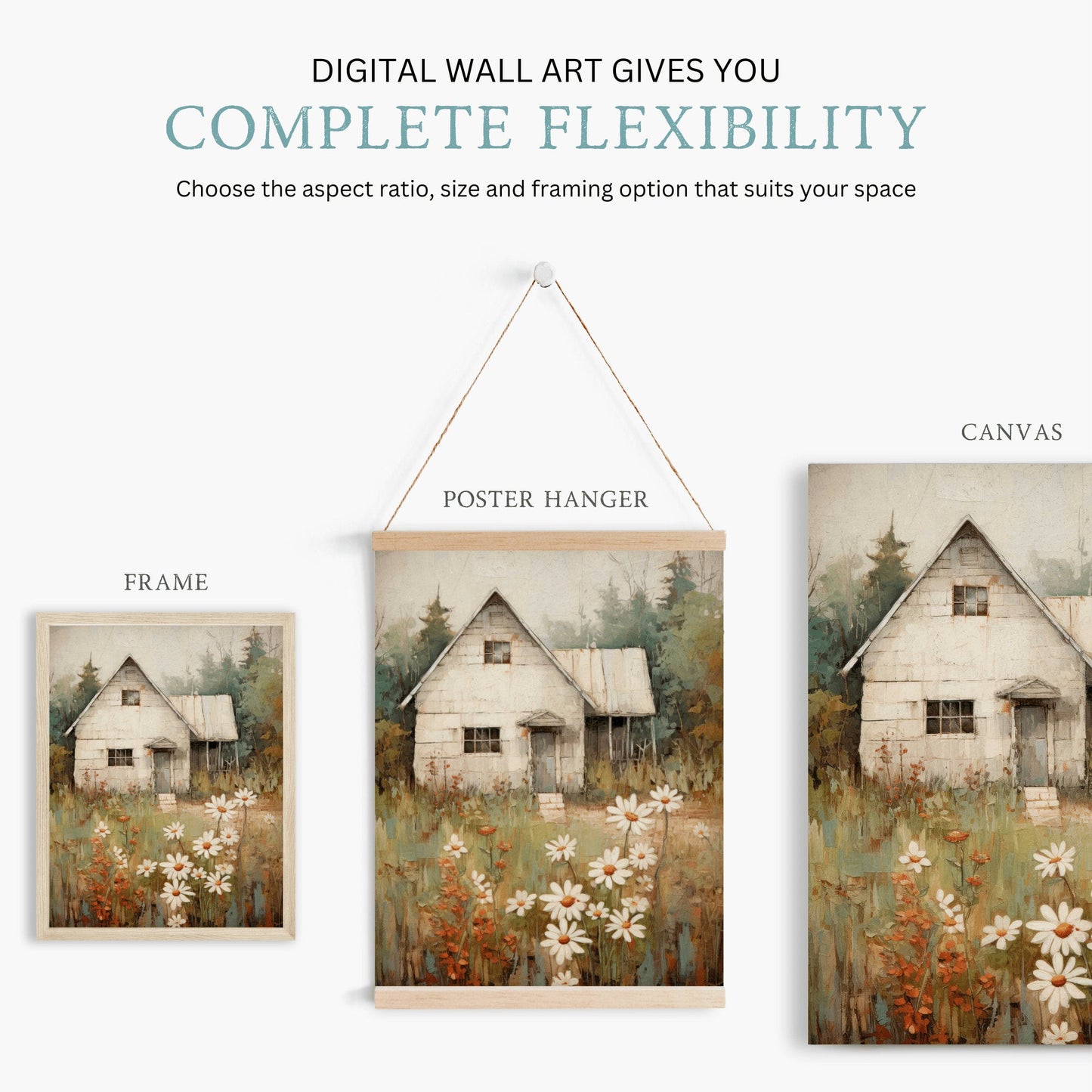 Old House Countryside Print, Rustic Farmhouse Wall Decor, Vintage Art - WildfieldPrints