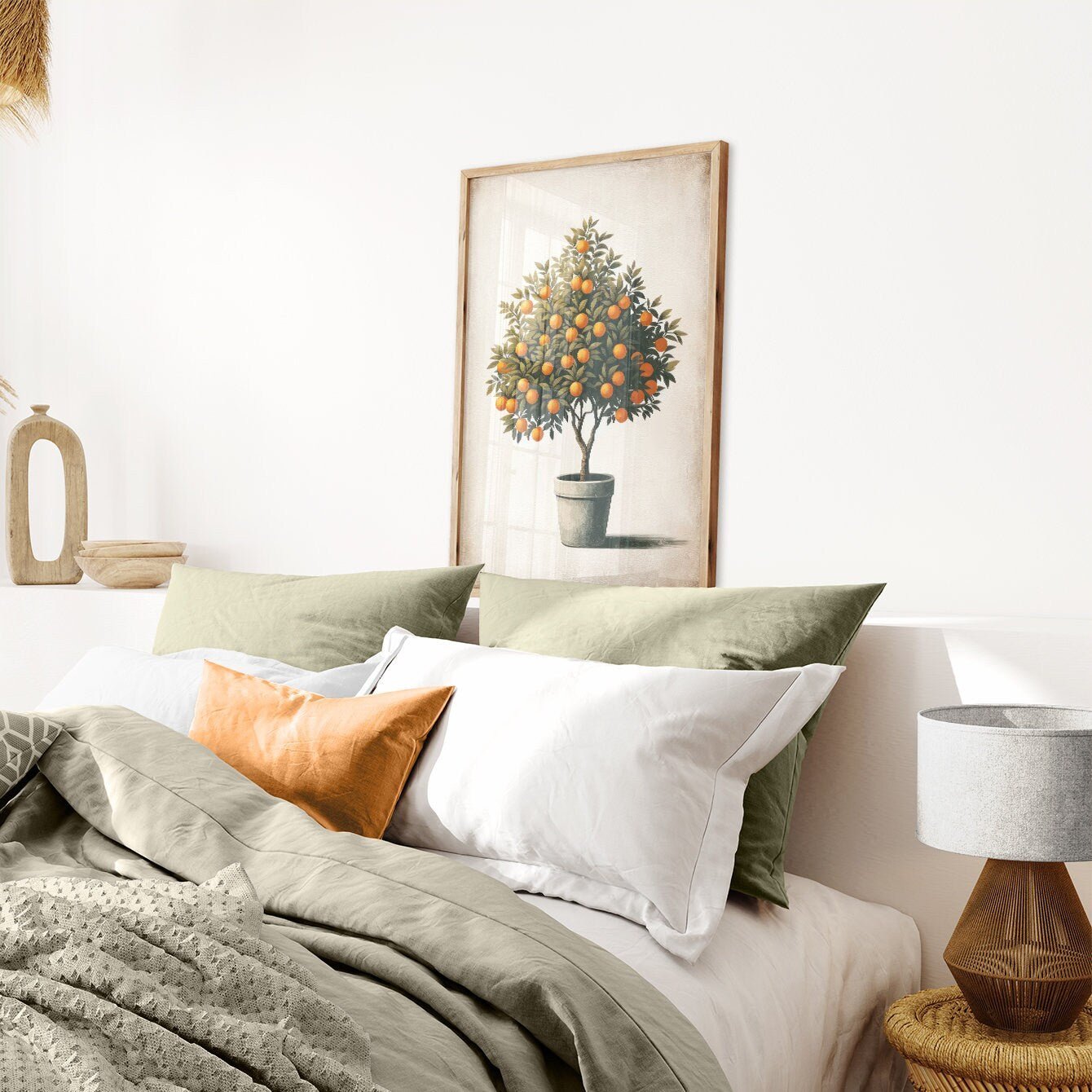 Orange Tree Wall Art, Rustic Mediterranean Decor, Farmhouse Print - WildfieldPrints