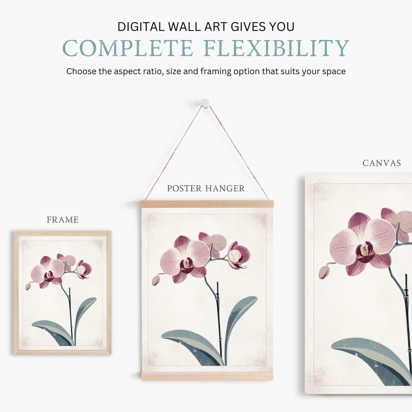 Orchid Flower Print, Vintage Farmhouse Wall Decor, Botanical Art - WildfieldPrints