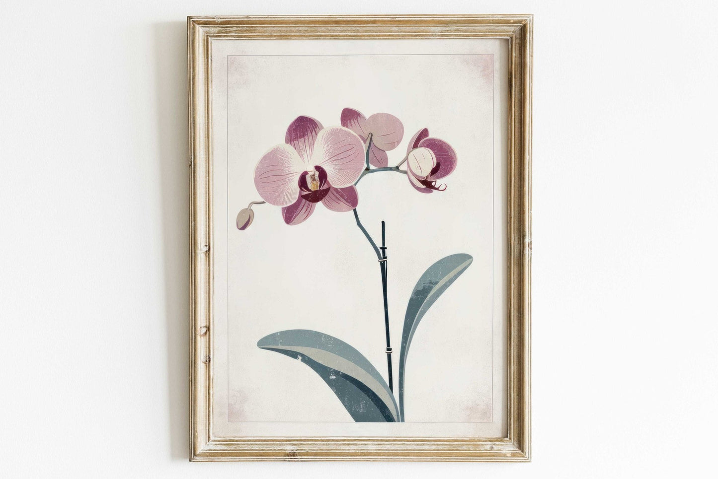 Orchid Flower Print, Vintage Farmhouse Wall Decor, Botanical Art - WildfieldPrints