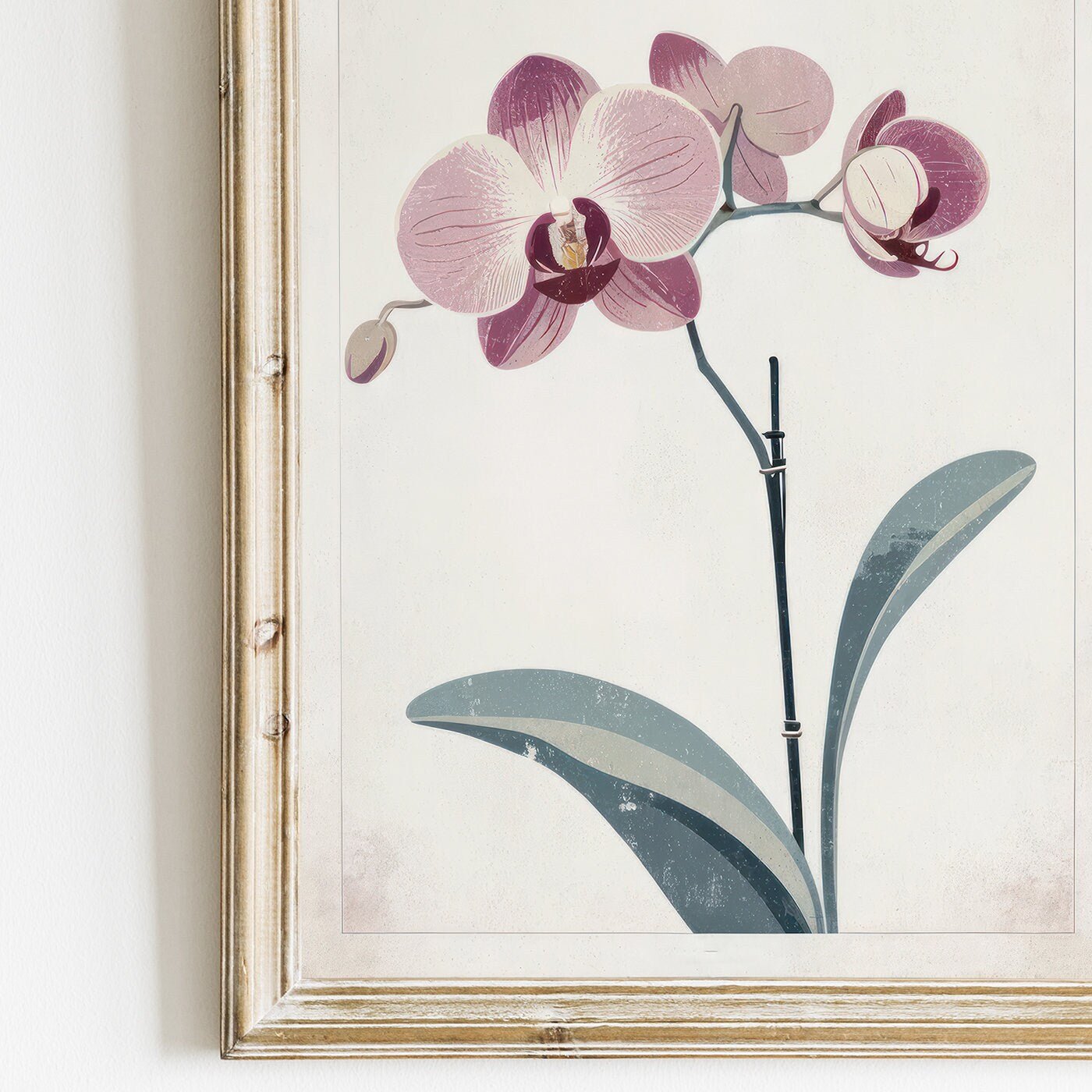 Orchid Flower Print, Vintage Farmhouse Wall Decor, Botanical Art - WildfieldPrints