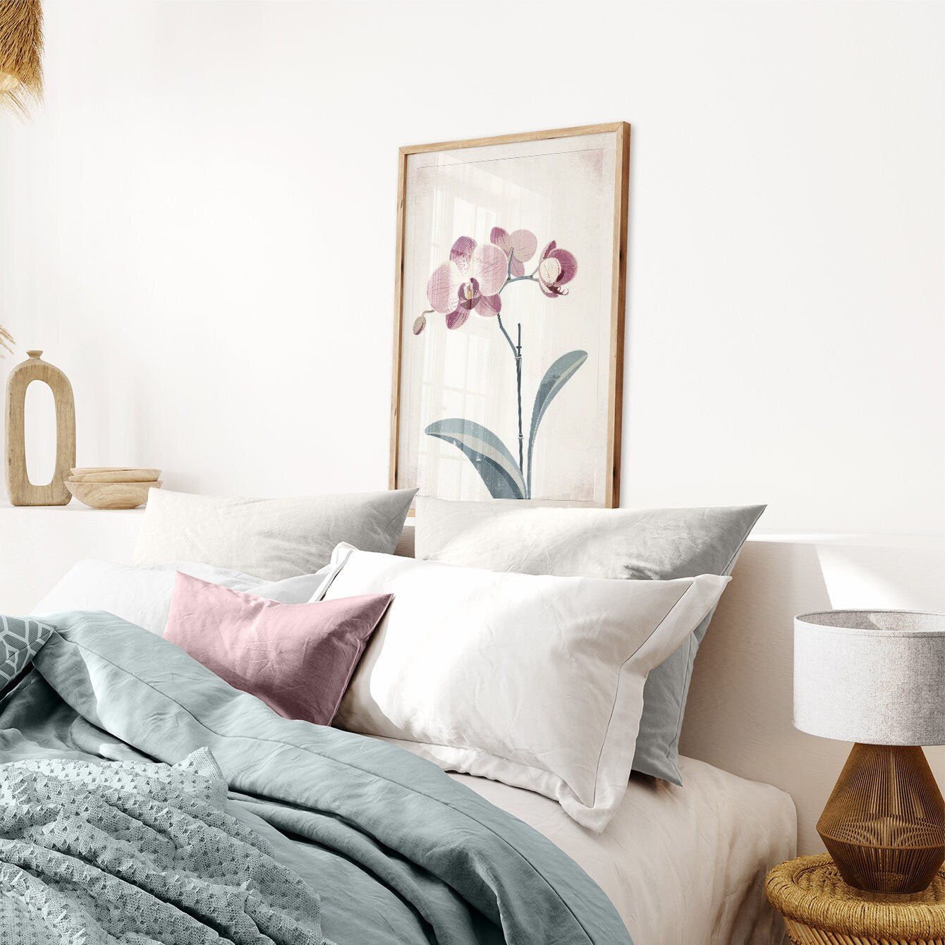 Orchid Flower Print, Vintage Farmhouse Wall Decor, Botanical Art - WildfieldPrints