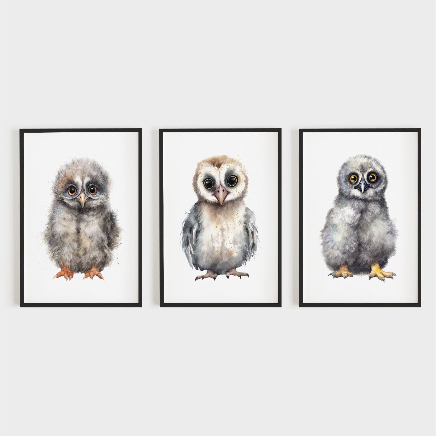 Owl Nursery Wall Art, Cute Animal Decor, Watercolor Prints - WildfieldPrints