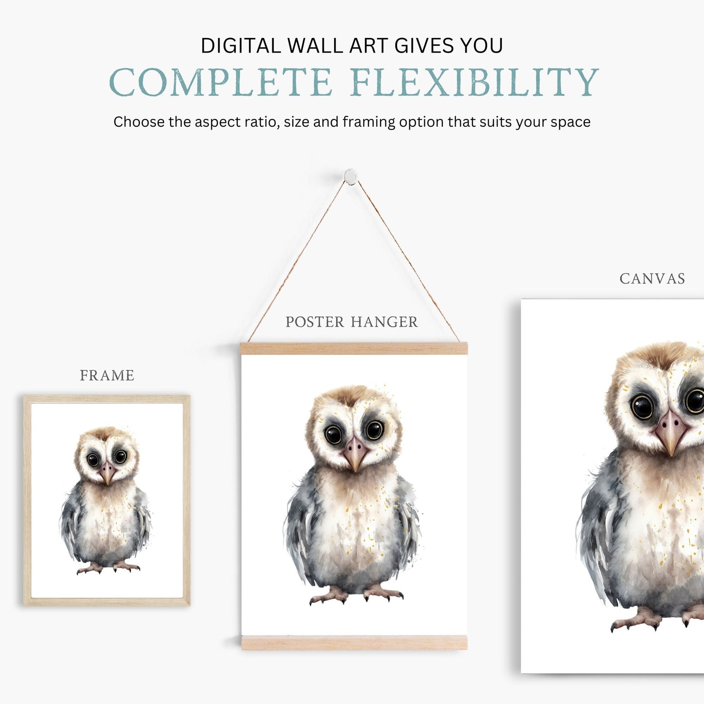 Owl Nursery Wall Art, Cute Animal Decor, Watercolor Prints - WildfieldPrints