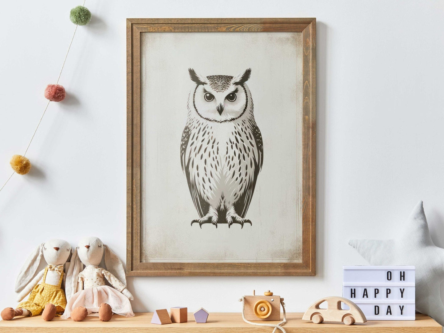 Owl Wall Art, Vintage Nursery Decor, Forest Animal Painting - WildfieldPrints