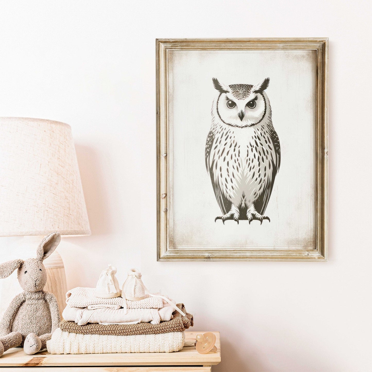 Owl Wall Art, Vintage Nursery Decor, Forest Animal Painting - WildfieldPrints
