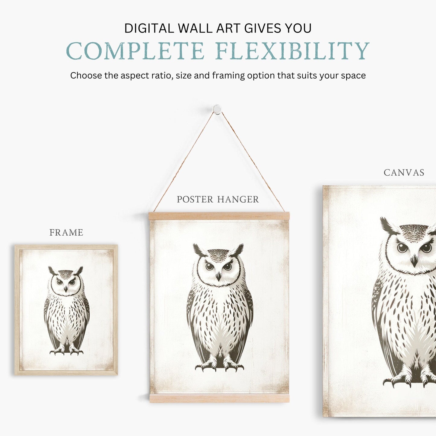 Owl Wall Art, Vintage Nursery Decor, Forest Animal Painting - WildfieldPrints