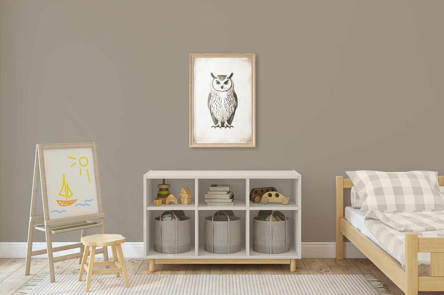 Owl Wall Art, Vintage Nursery Decor, Forest Animal Painting - WildfieldPrints