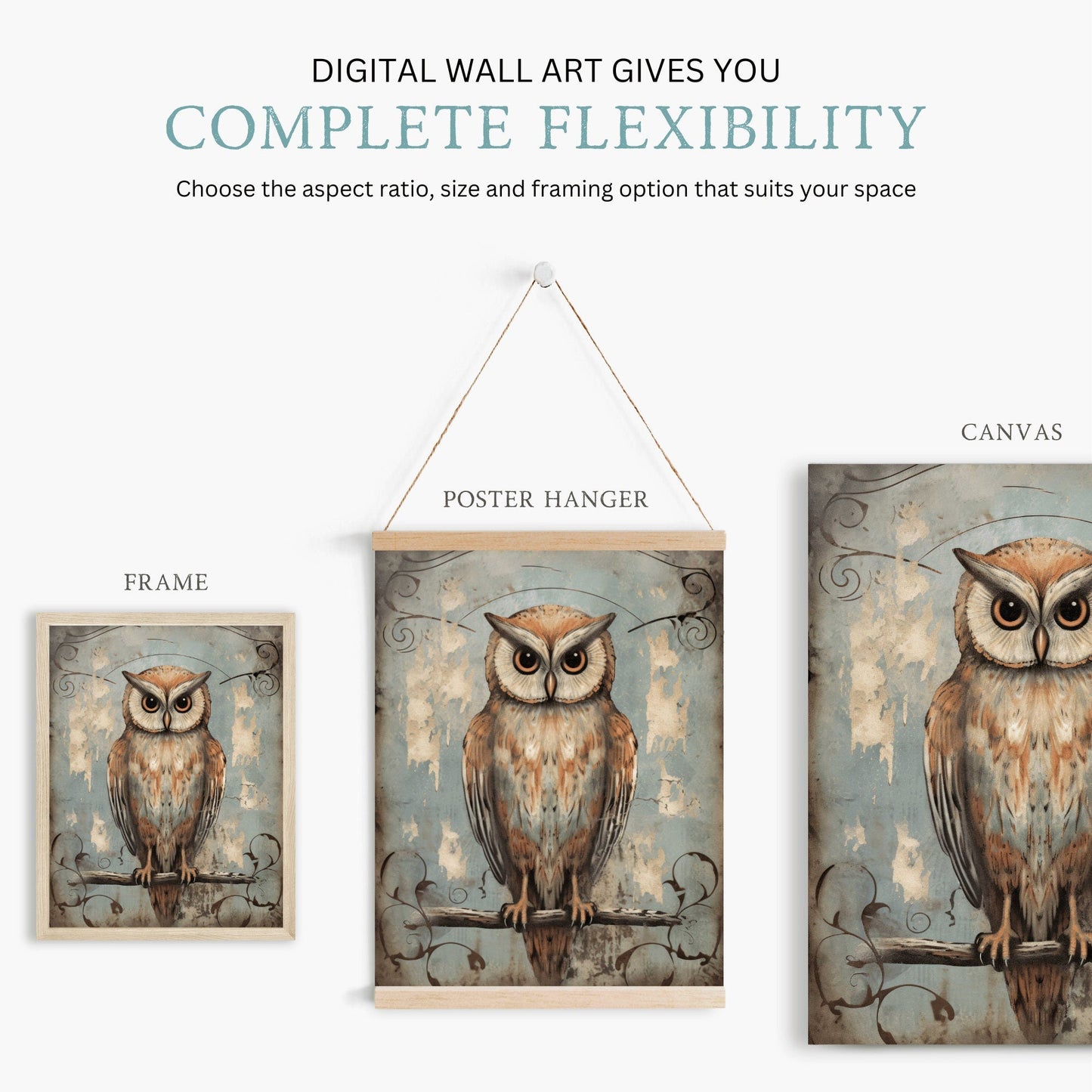 Owl Wall Art, Vintage Nursery Decor, Forest Animal Print - WildfieldPrints