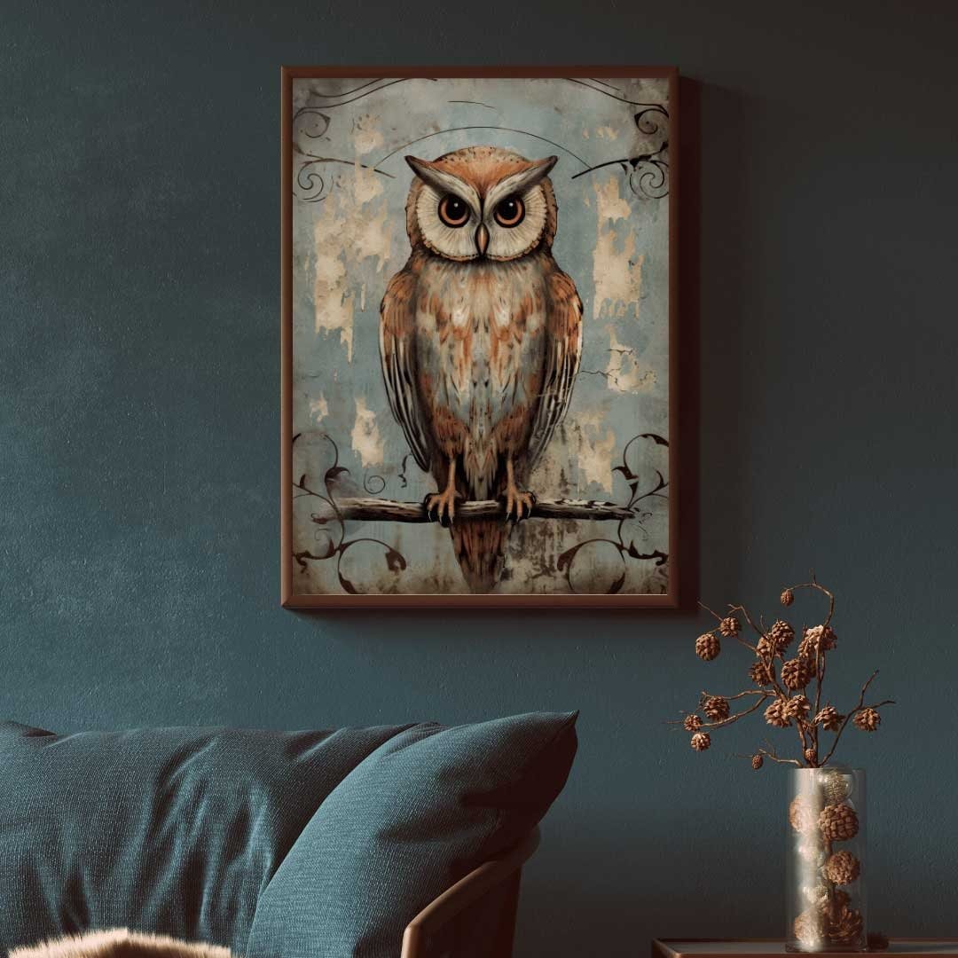 Owl Wall Art, Vintage Nursery Decor, Forest Animal Print - WildfieldPrints