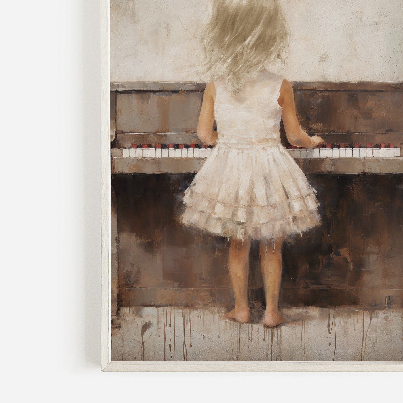 Piano Nursery Decor, Music Themed Wall Art, Girl Playing Piano - WildfieldPrints