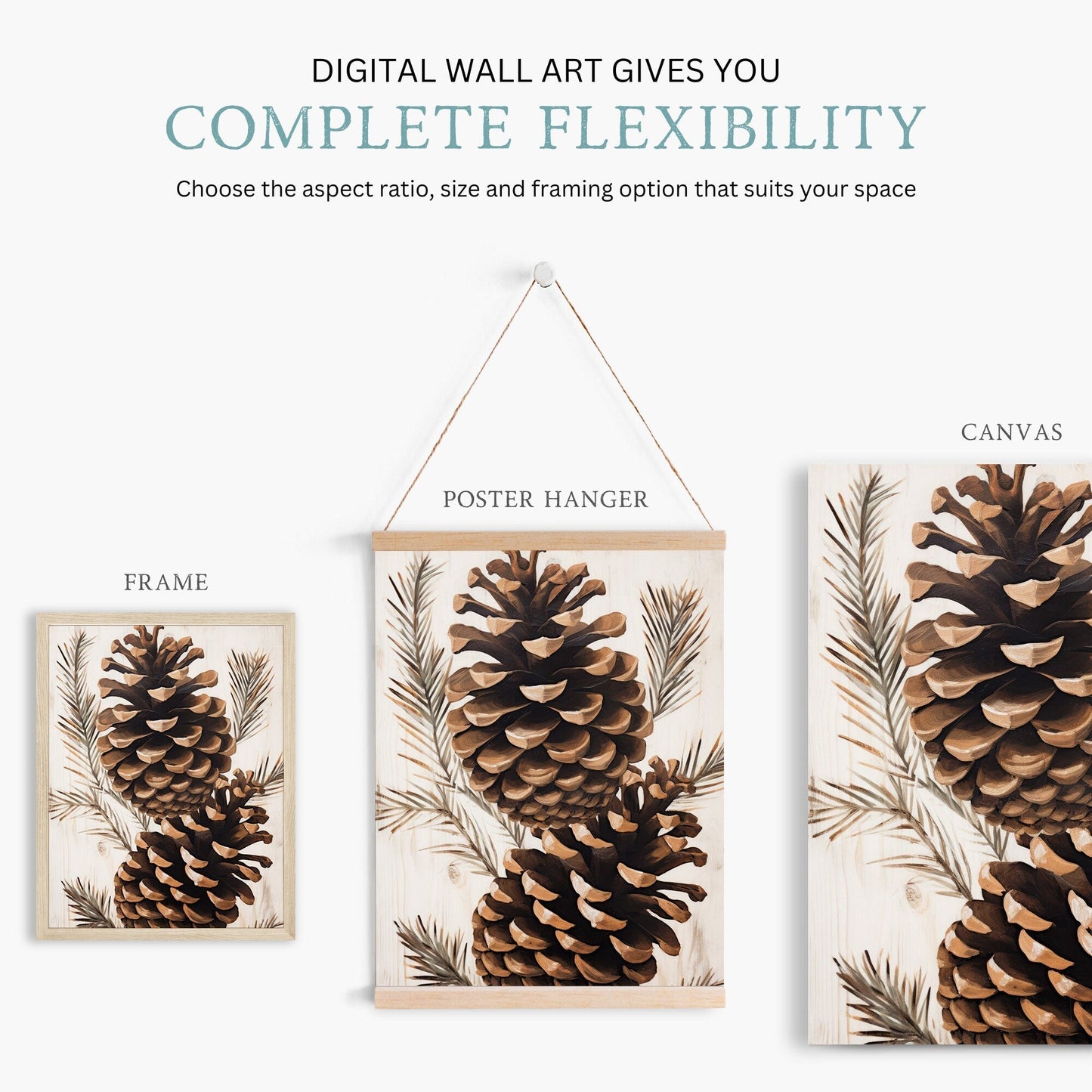 Pine Cone Wall Art, Forest Themed Decor, Rustic Home Accents - WildfieldPrints
