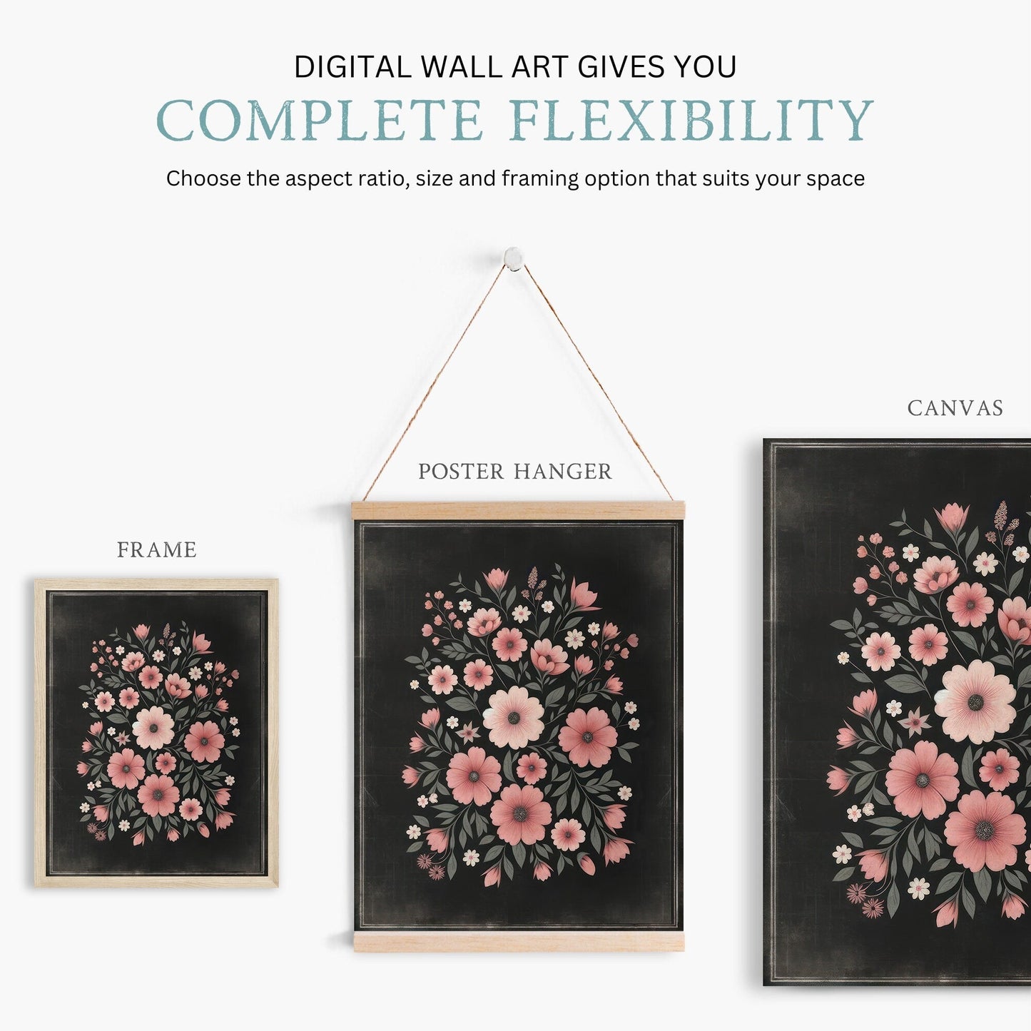 Pink Flower Art, Modern Farmhouse Nursery Decor, Floral Wall Decor - WildfieldPrints