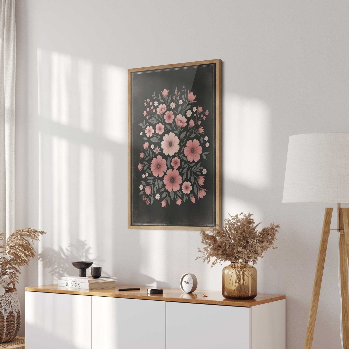 Pink Flower Art, Modern Farmhouse Nursery Decor, Floral Wall Decor - WildfieldPrints
