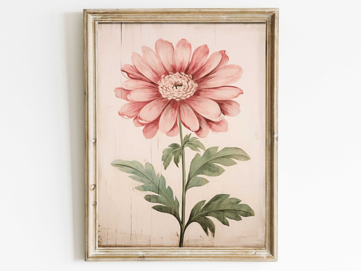Pink Flower Art Print, Rustic Floral Wall Decor, Shabby Chic Design - WildfieldPrints