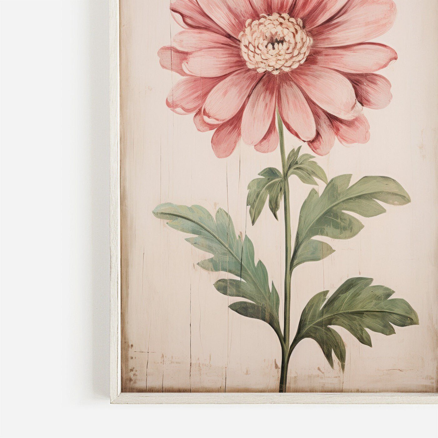 Pink Flower Art Print, Rustic Floral Wall Decor, Shabby Chic Design - WildfieldPrints