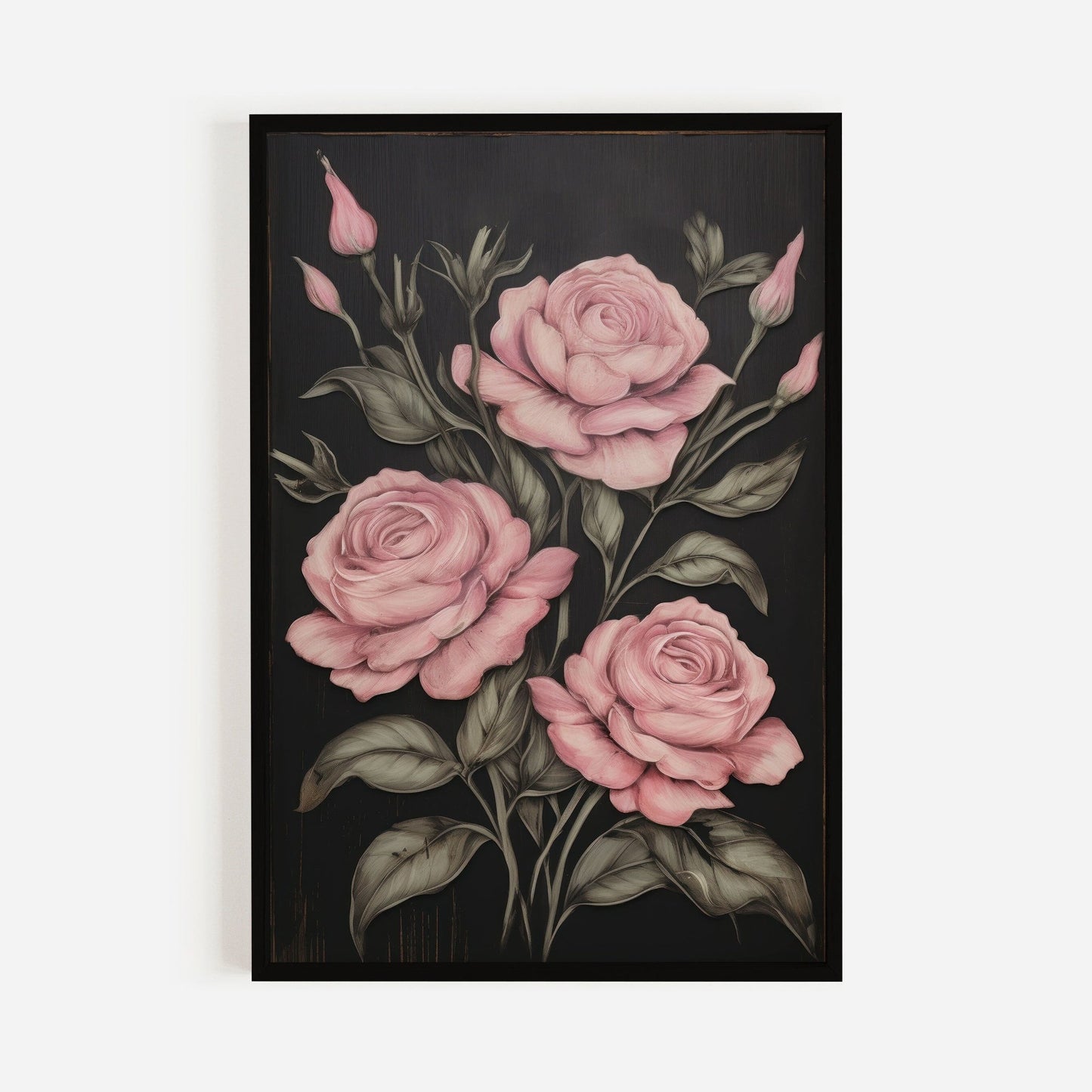 Pink Rose Prints, Rustic Floral Wall Decor, Farmhouse Home Accent - WildfieldPrints