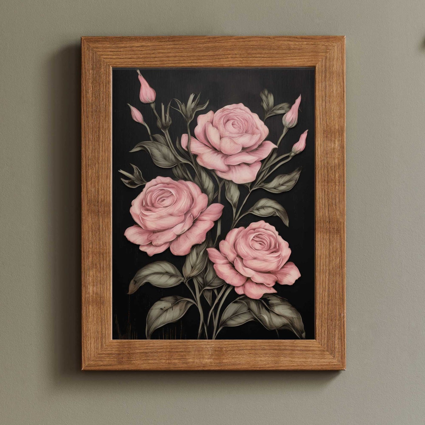 Pink Rose Prints, Rustic Floral Wall Decor, Farmhouse Home Accent - WildfieldPrints