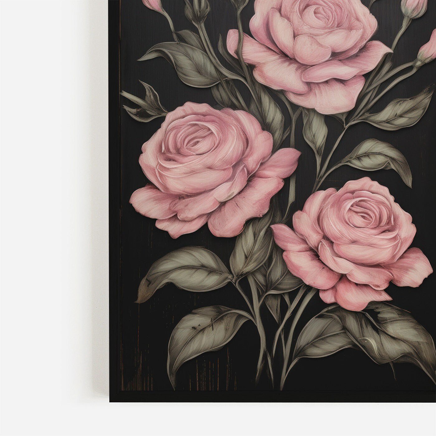 Pink Rose Prints, Rustic Floral Wall Decor, Farmhouse Home Accent - WildfieldPrints