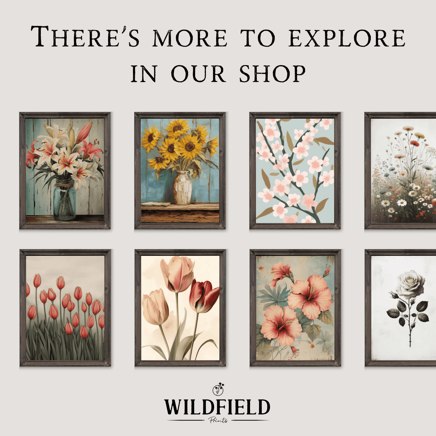 Pink Rose Prints, Rustic Floral Wall Decor, Farmhouse Home Accent - WildfieldPrints