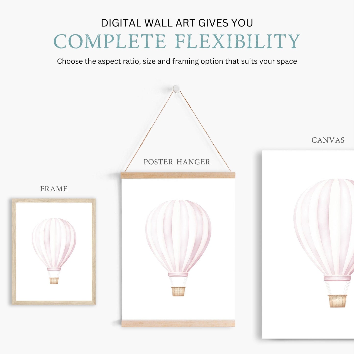 Pink Vintage Hot Air Balloon Decor, Watercolor Nursery Print, Adventure Theme - WildfieldPrints