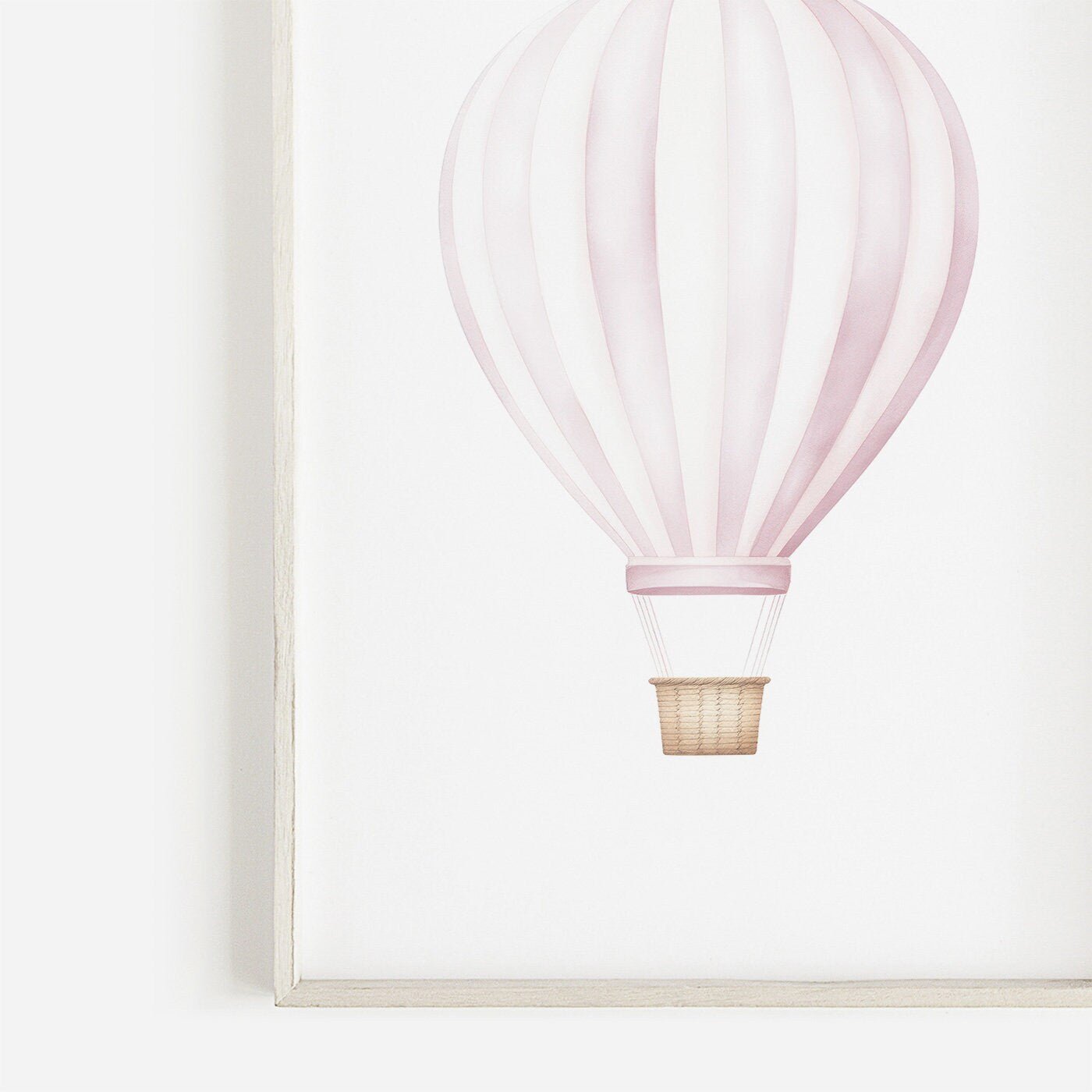 Pink Vintage Hot Air Balloon Decor, Watercolor Nursery Print, Adventure Theme - WildfieldPrints
