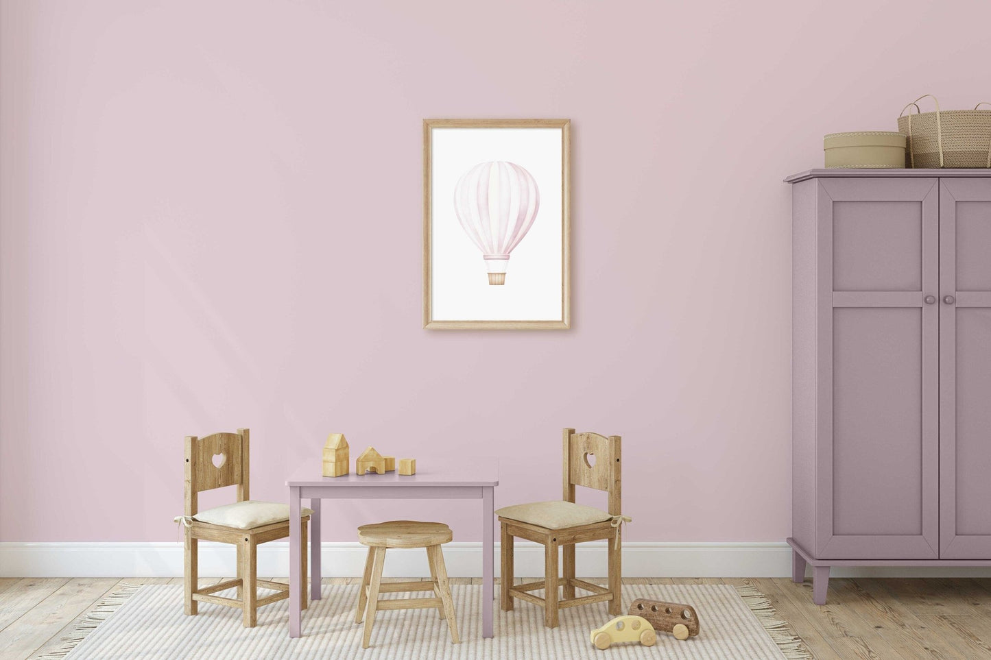 Pink Vintage Hot Air Balloon Decor, Watercolor Nursery Print, Adventure Theme - WildfieldPrints