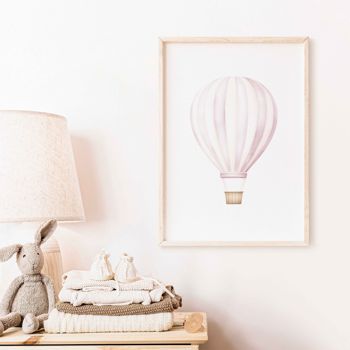 Pink Vintage Hot Air Balloon Decor, Watercolor Nursery Print, Adventure Theme - WildfieldPrints