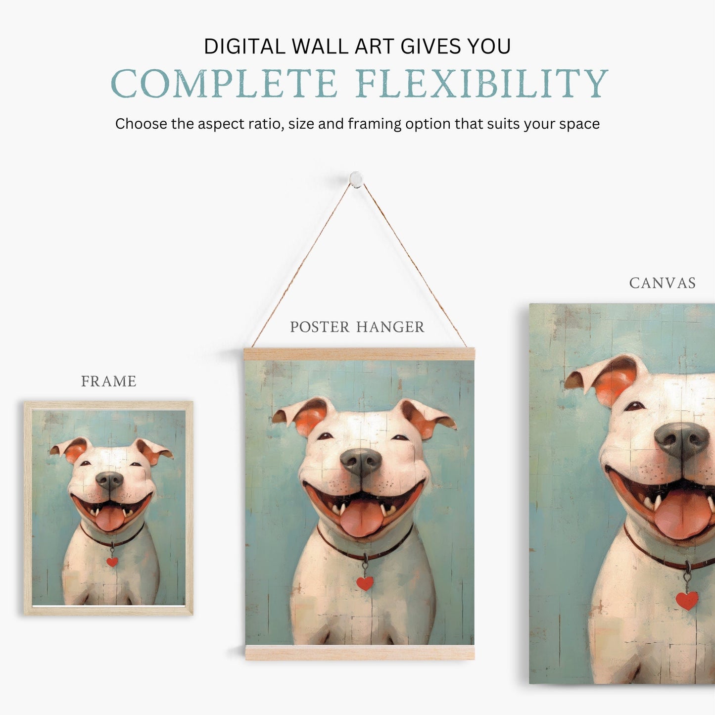 Pitbull Dog Wall Art, Vintage Pitbull Decor, Happy Dog Print - WildfieldPrints