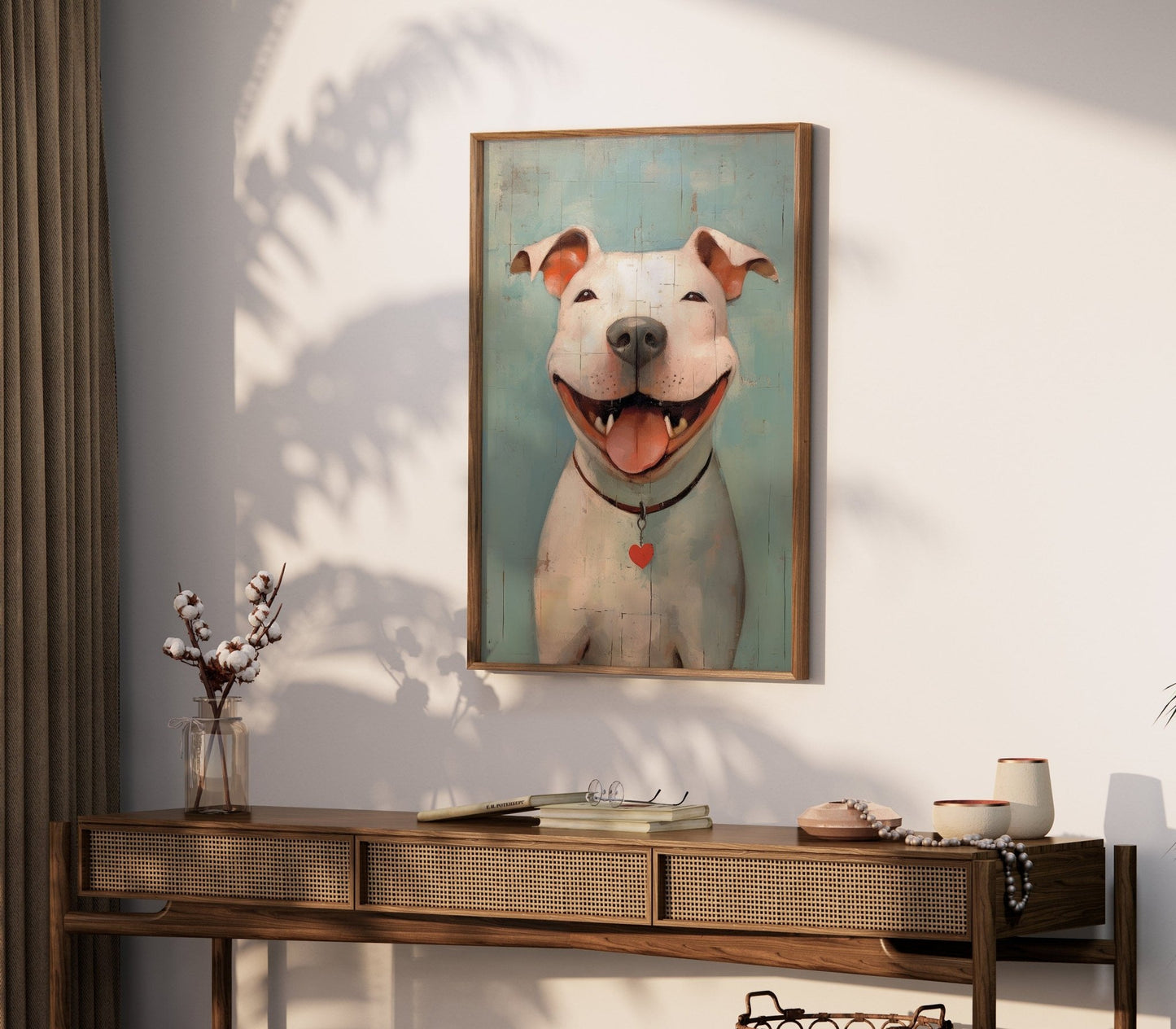 Pitbull Dog Wall Art, Vintage Pitbull Decor, Happy Dog Print - WildfieldPrints