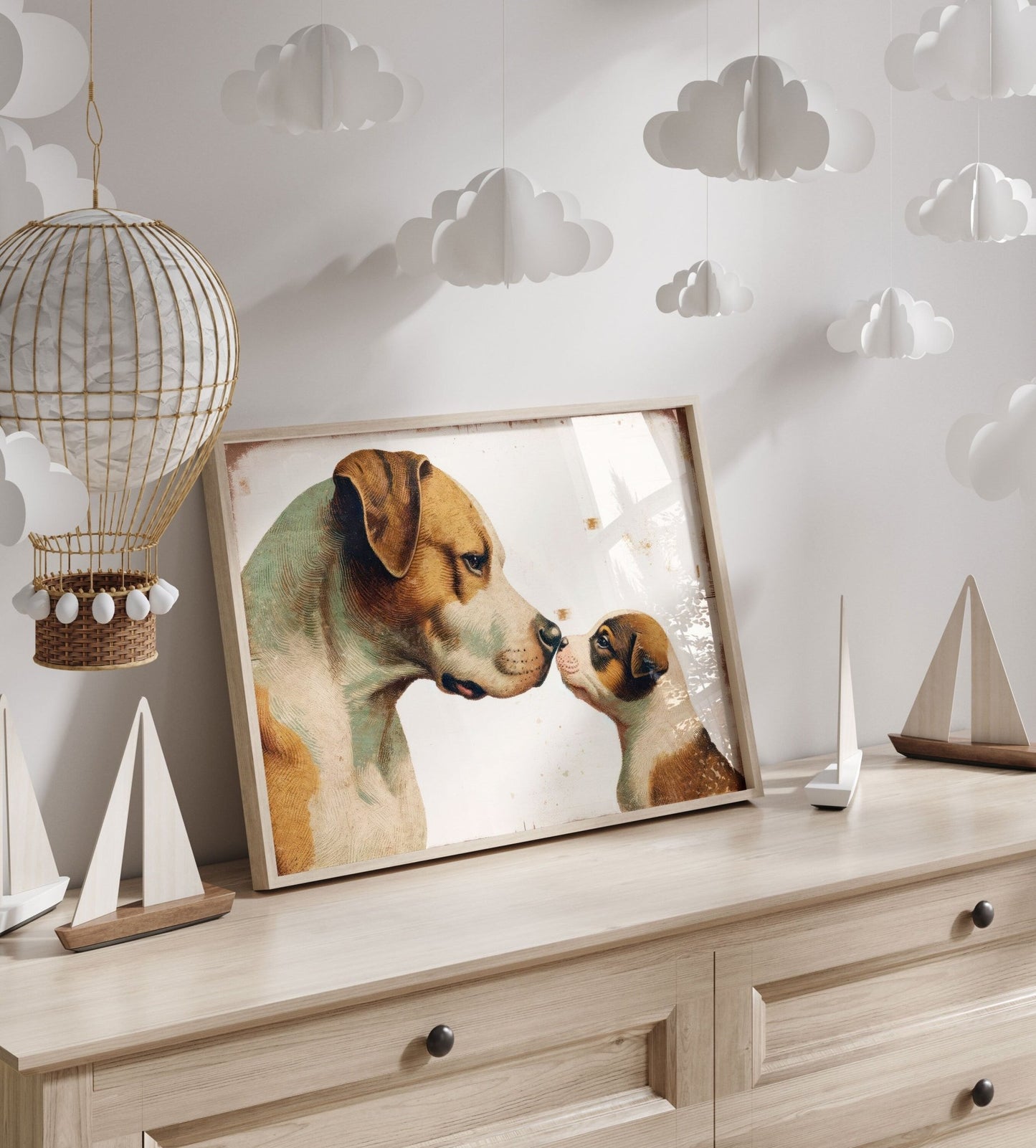 Pitbull Wall Art, Puppy Portrait, Decor for Dog Lovers - WildfieldPrints