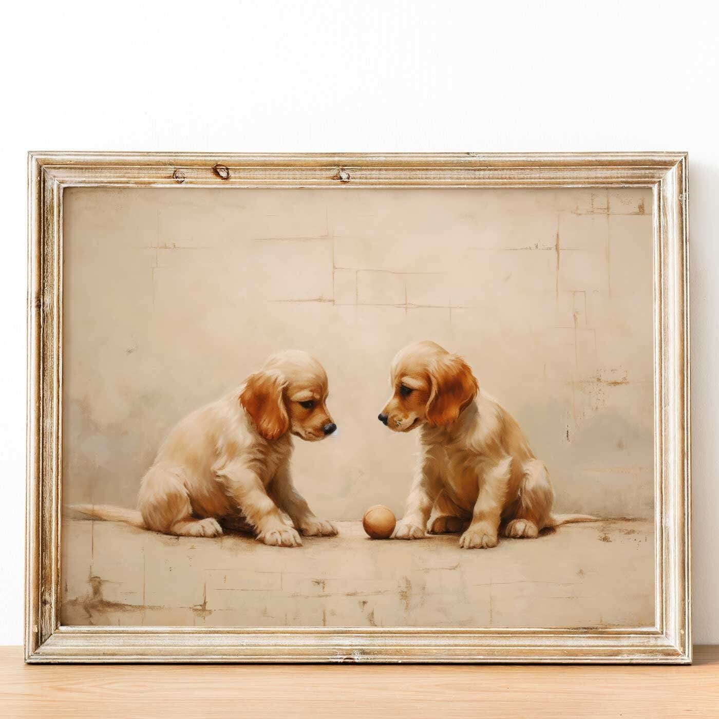 Playful Cocker Spaniel Puppies Vintage Art, Adorable Dog Lovers' Decor - WildfieldPrints