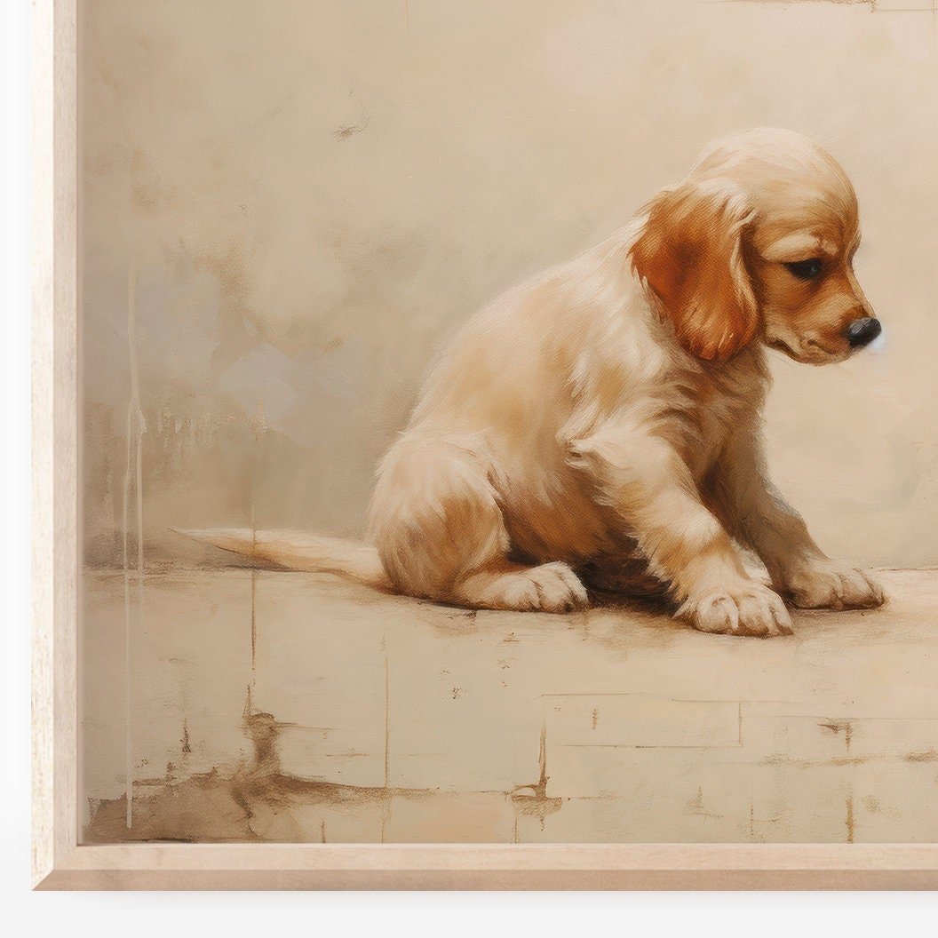 Playful Cocker Spaniel Puppies Vintage Art, Adorable Dog Lovers' Decor - WildfieldPrints