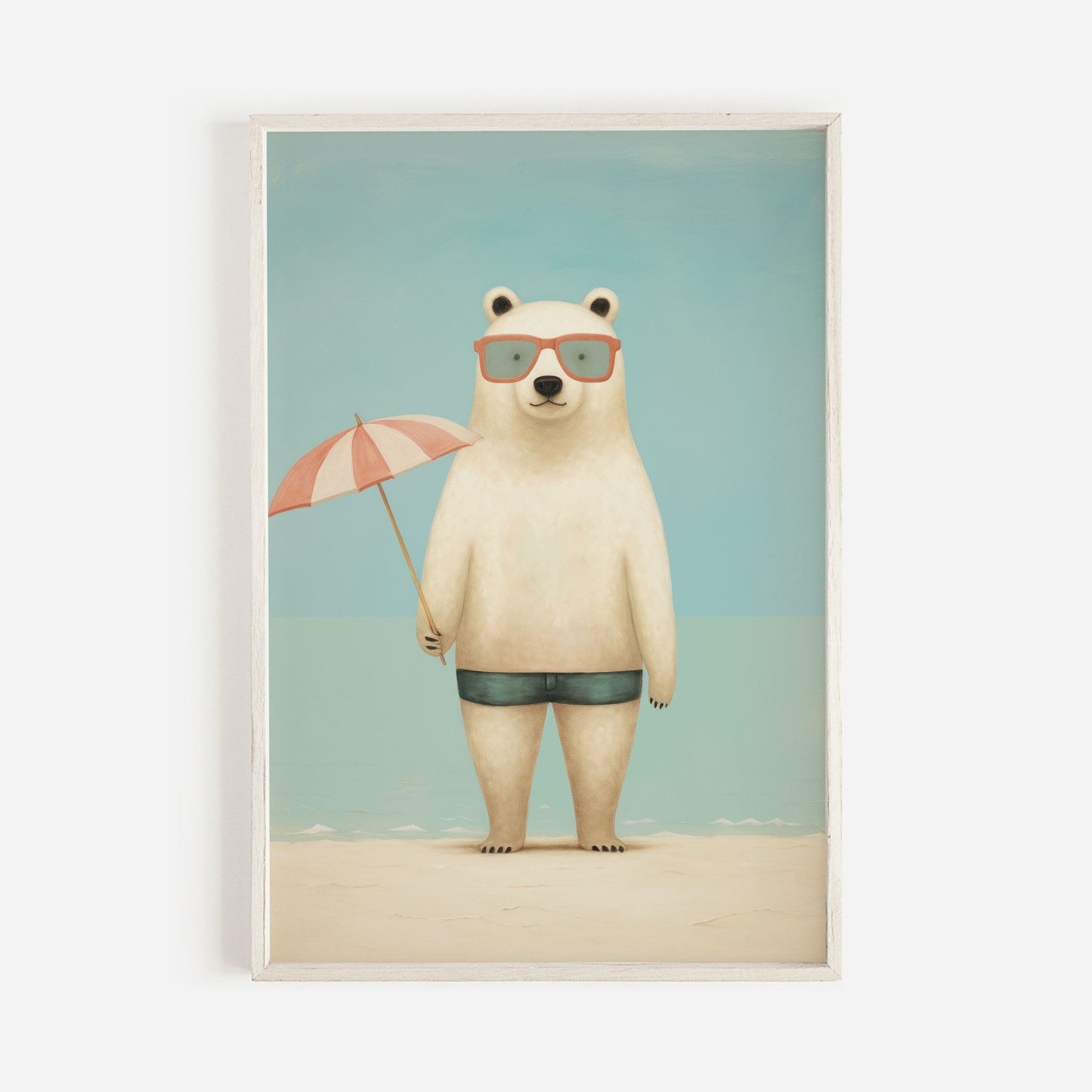 Polar Bear Wall Art, Vintage Kids Room Decor, Funny Animal Print - WildfieldPrints