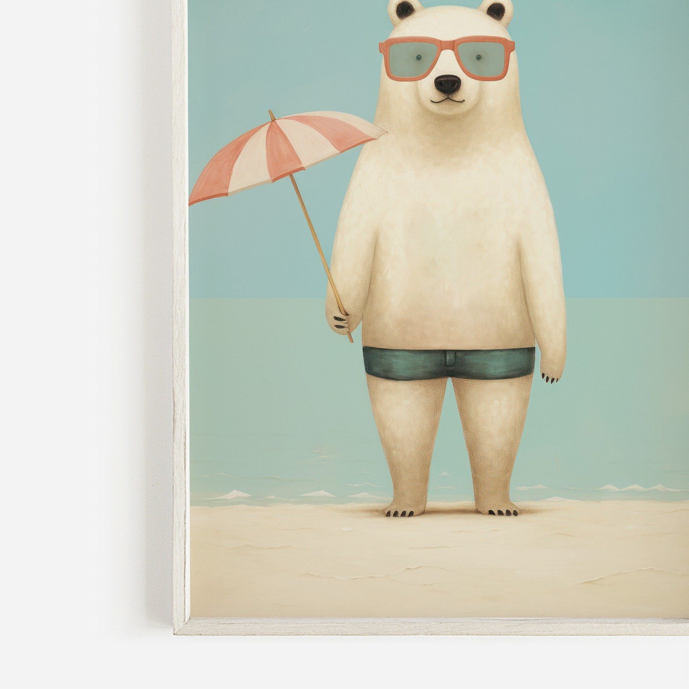 Polar Bear Wall Art, Vintage Kids Room Decor, Funny Animal Print - WildfieldPrints
