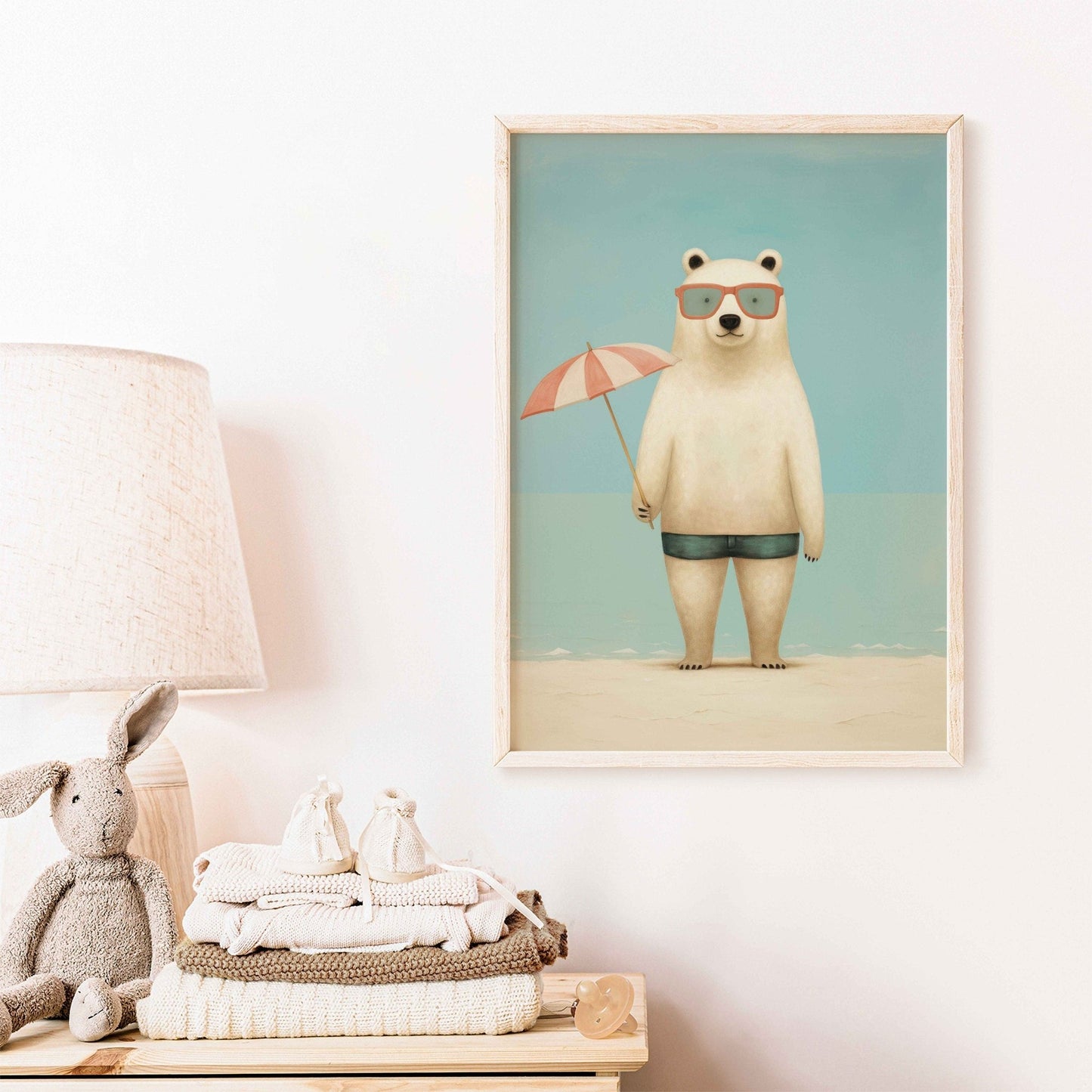 Polar Bear Wall Art, Vintage Kids Room Decor, Funny Animal Print - WildfieldPrints