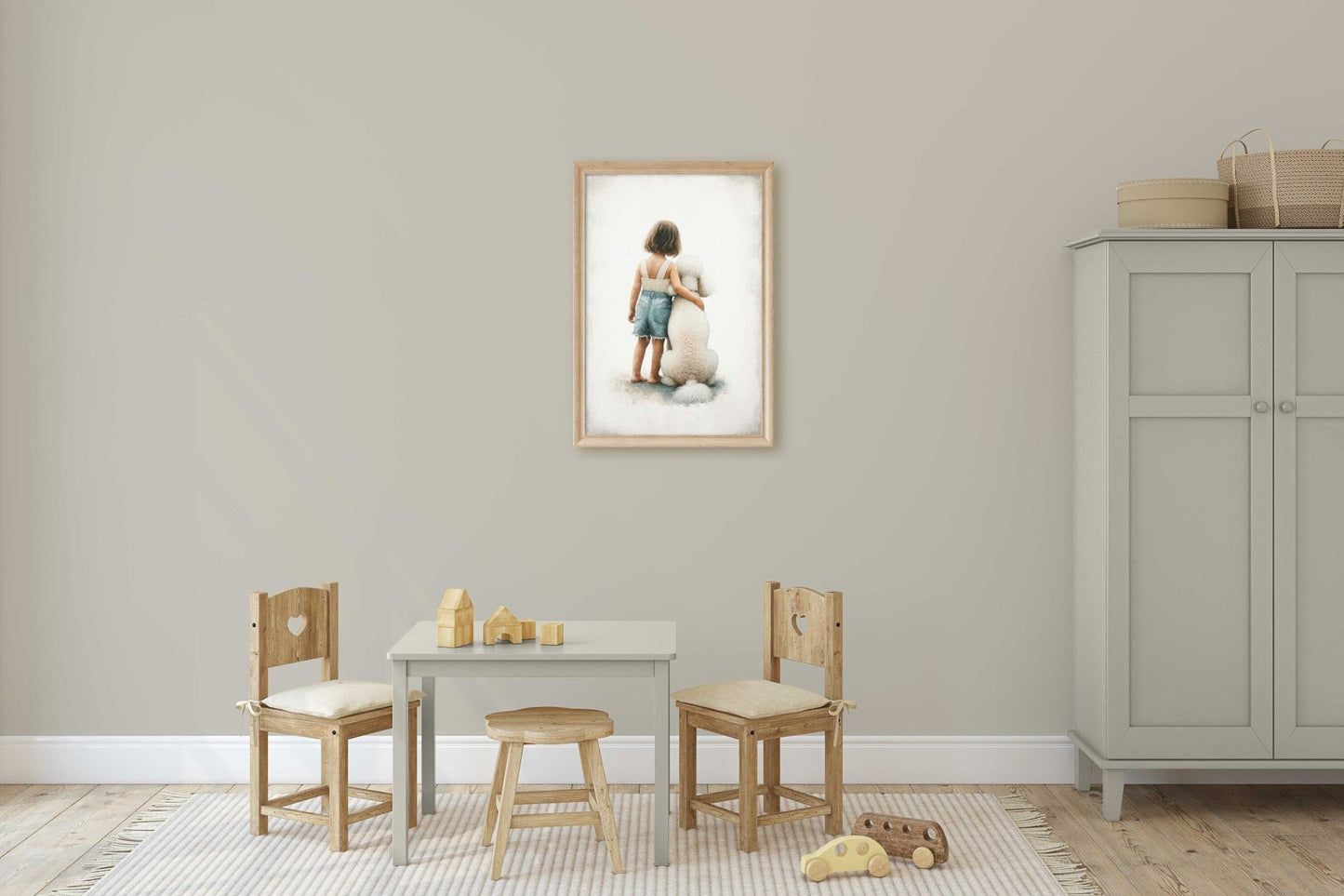 Poodle Nursery Print, White Poodle Artwork, Girls Room Wall Decor - WildfieldPrints