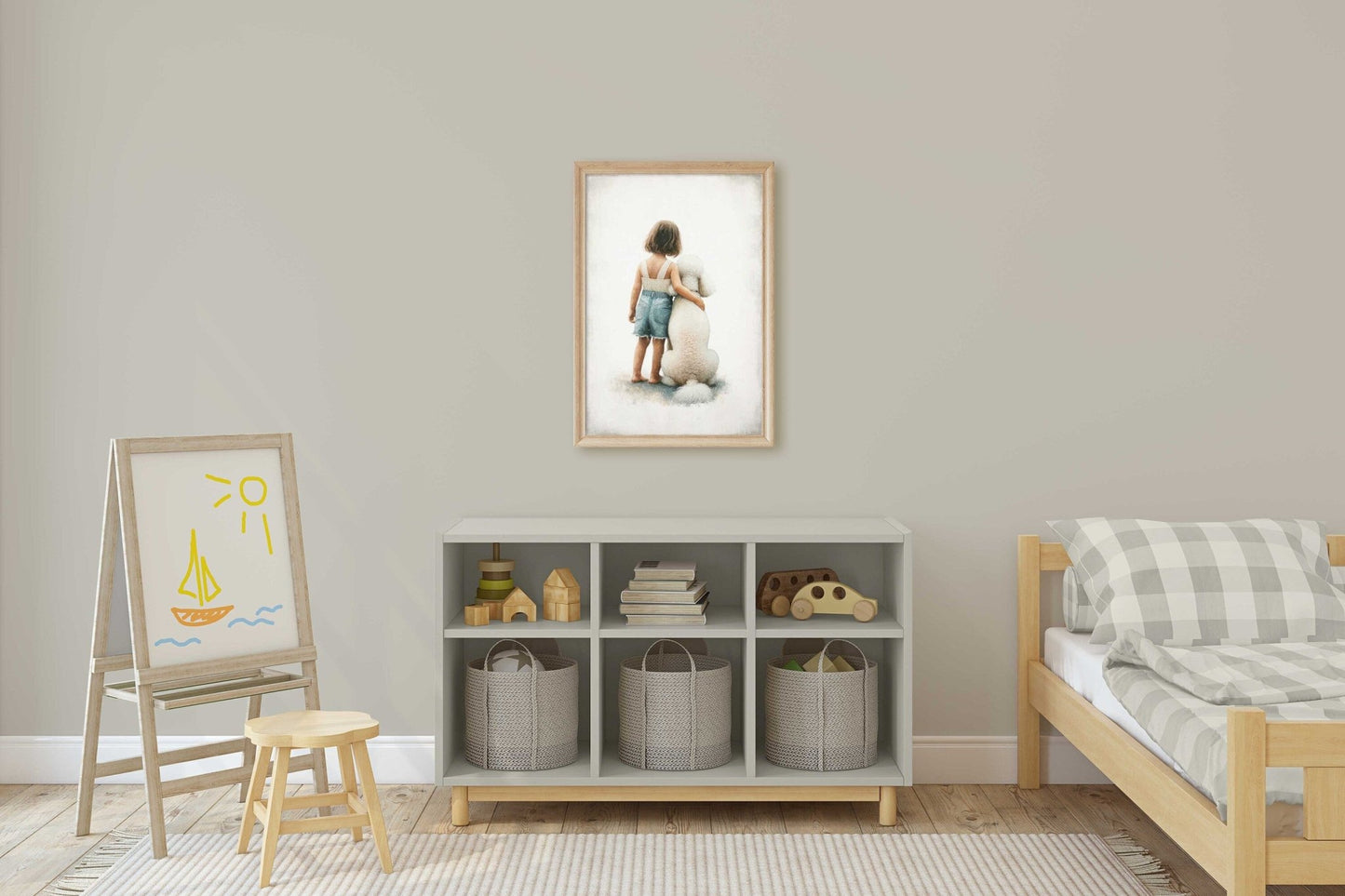 Poodle Nursery Print, White Poodle Artwork, Girls Room Wall Decor - WildfieldPrints