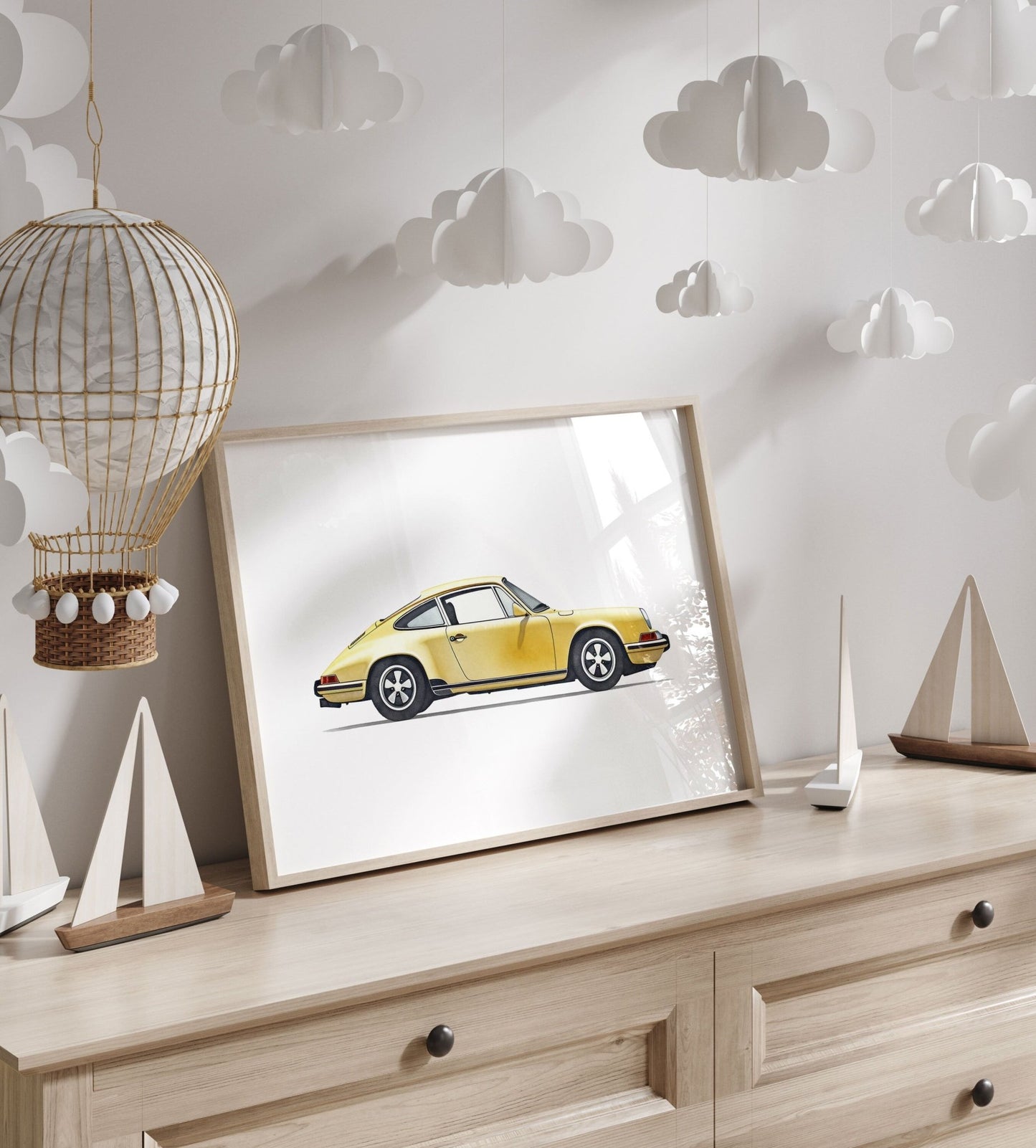 Porsche Art, Vintage Car Print, Boys Room Decor, Vehicle Wall Art - WildfieldPrints