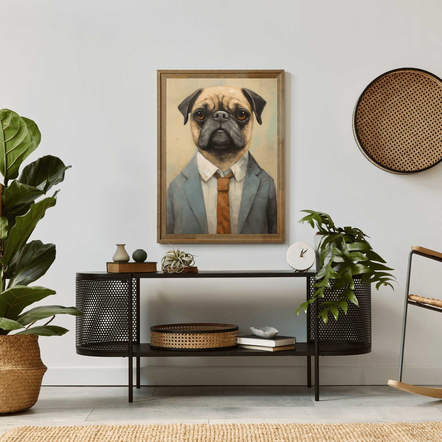Pug Wall Art, Dapper Dog in Suit, Funny Home Decor - WildfieldPrints