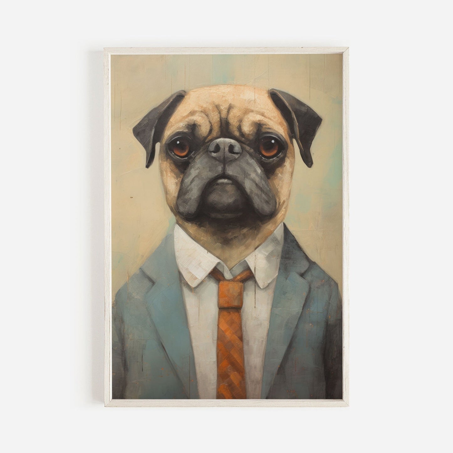 Pug Wall Art, Dapper Dog in Suit, Funny Home Decor - WildfieldPrints