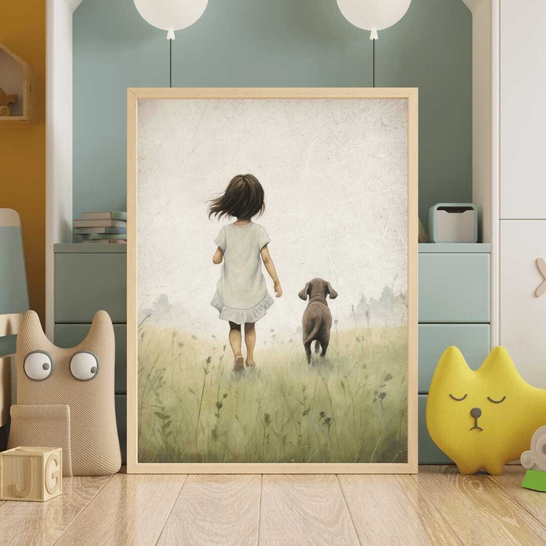 Puppy Nursery Decor, Vintage Dog Wall Art, Cute Dog Prints for Kids - WildfieldPrints