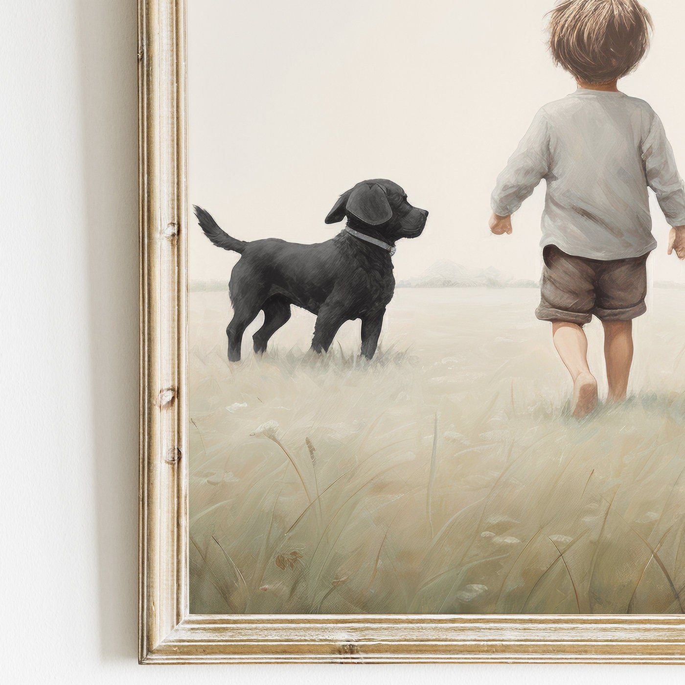 Puppy Nursery Print, Black Labrador Art, Boy & Dog Decor - WildfieldPrints