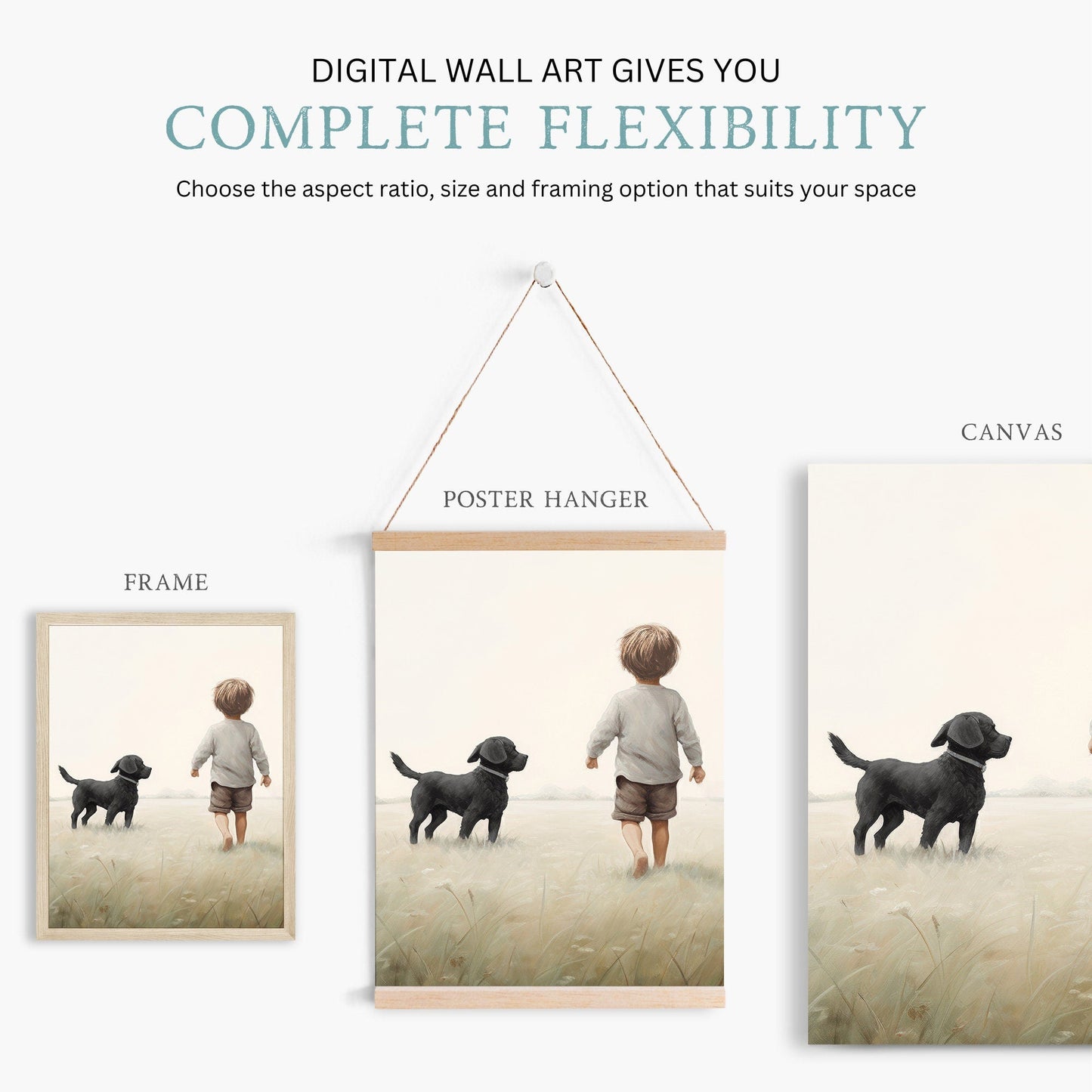 Puppy Nursery Print, Black Labrador Art, Boy & Dog Decor - WildfieldPrints