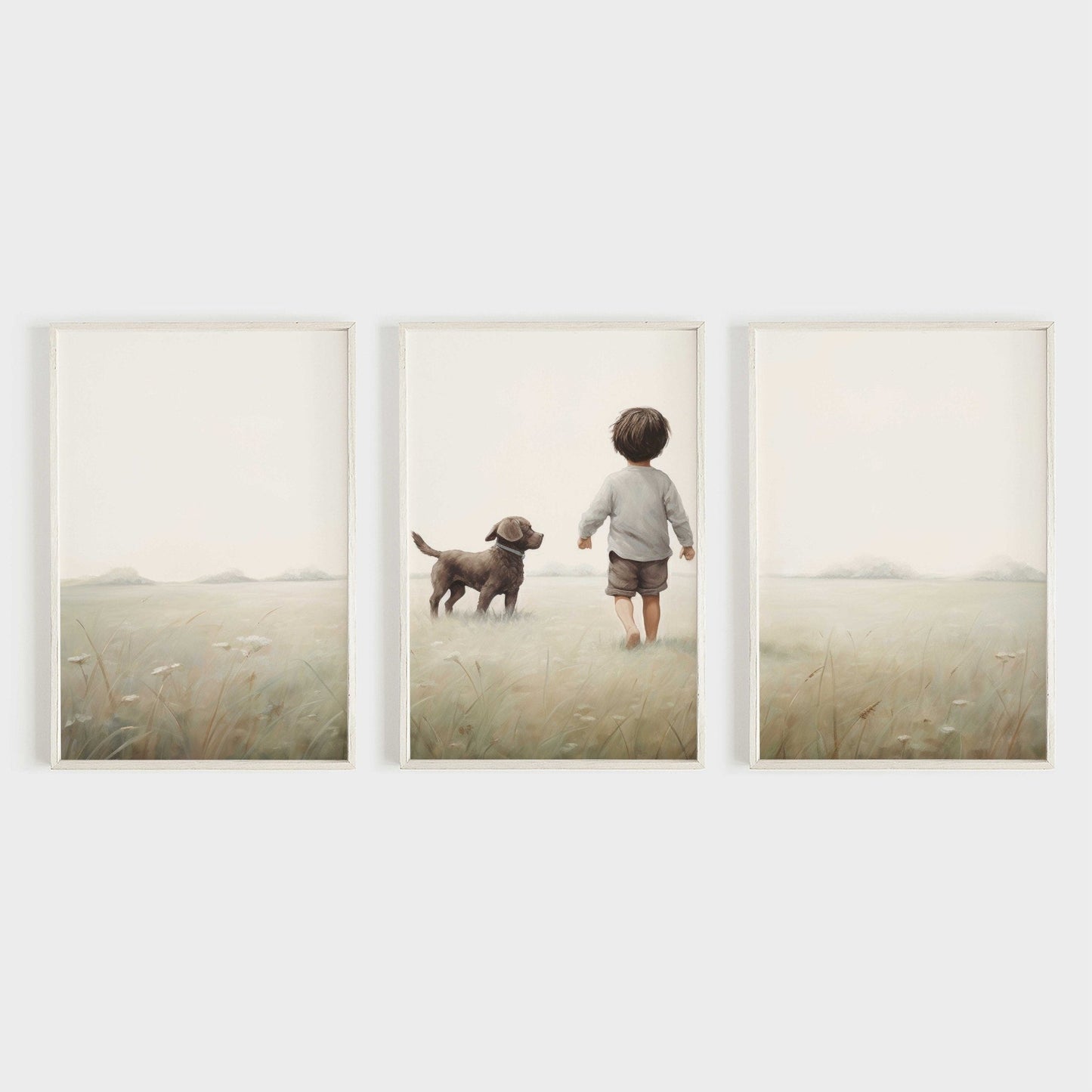 Puppy Nursery Print, Boys Room Decor, Rustic Kids Wall Art - WildfieldPrints