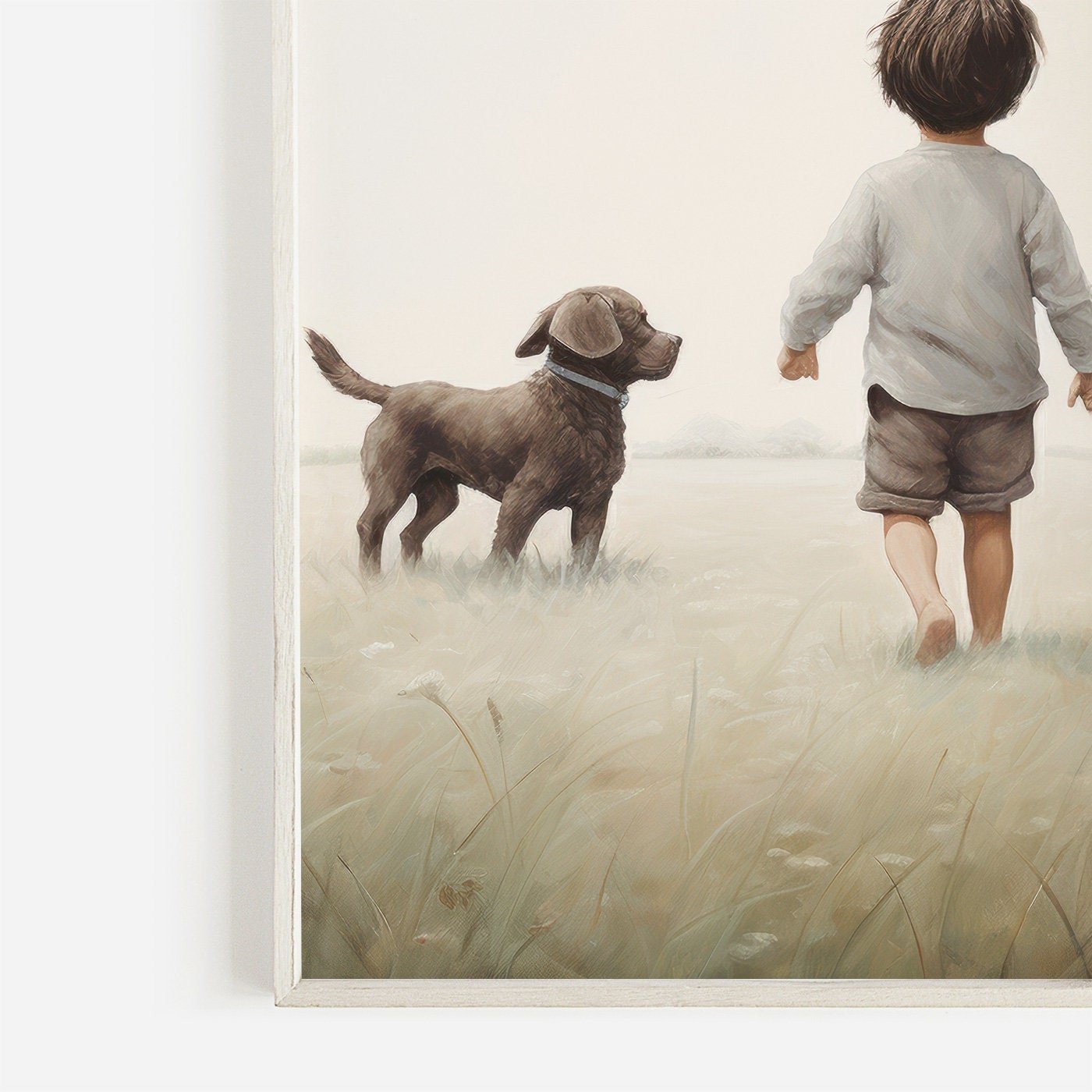 Puppy Nursery Print, Boys Room Decor, Rustic Kids Wall Art - WildfieldPrints
