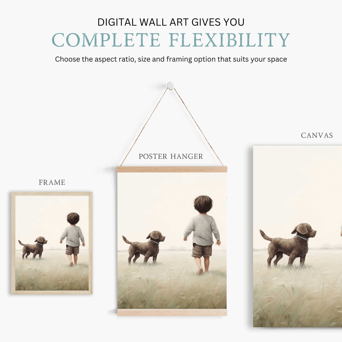 Puppy Nursery Print, Boys Room Decor, Rustic Kids Wall Art - WildfieldPrints