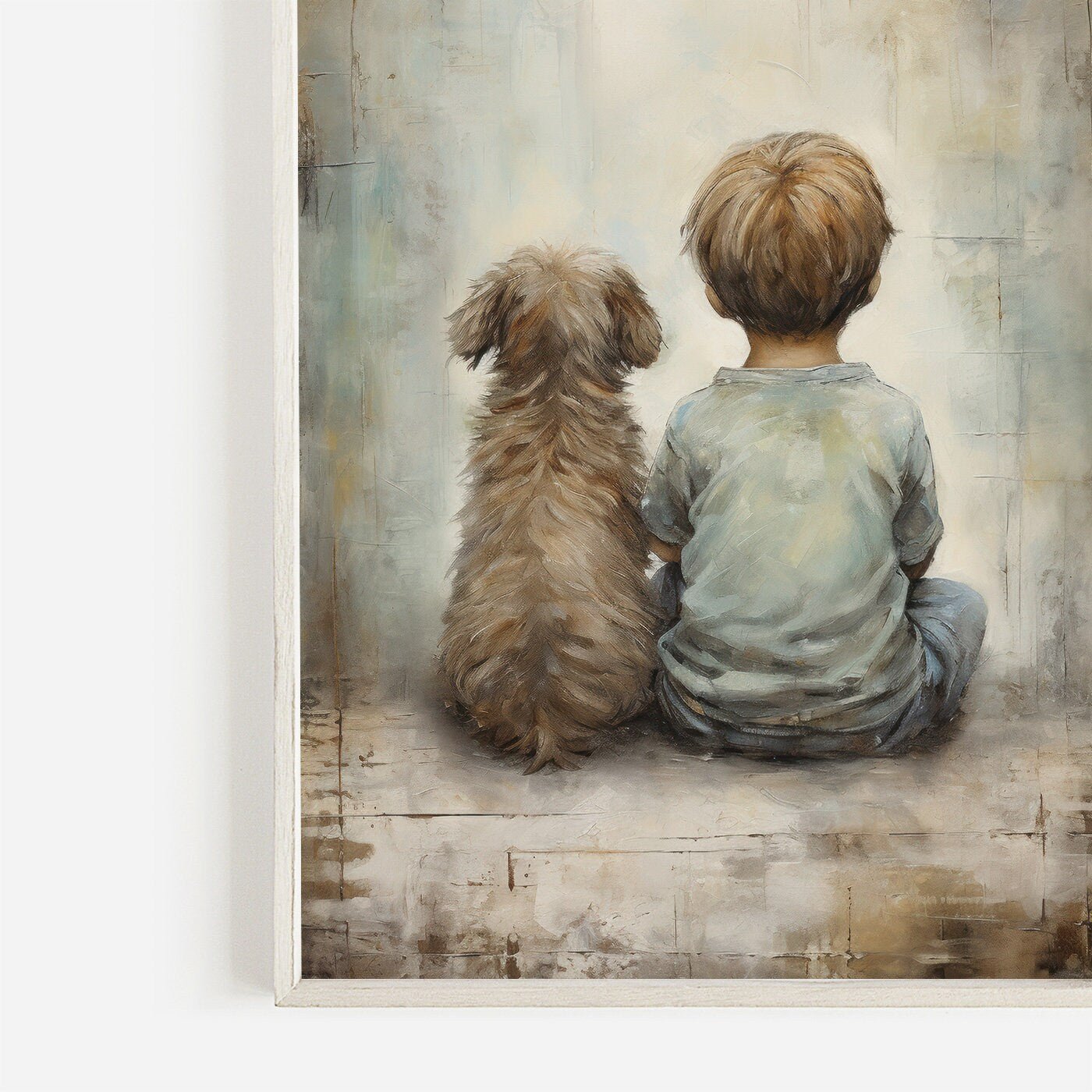 Puppy Nursery Print, Vintage Boy's Room Decor, Rustic Dog Art - WildfieldPrints