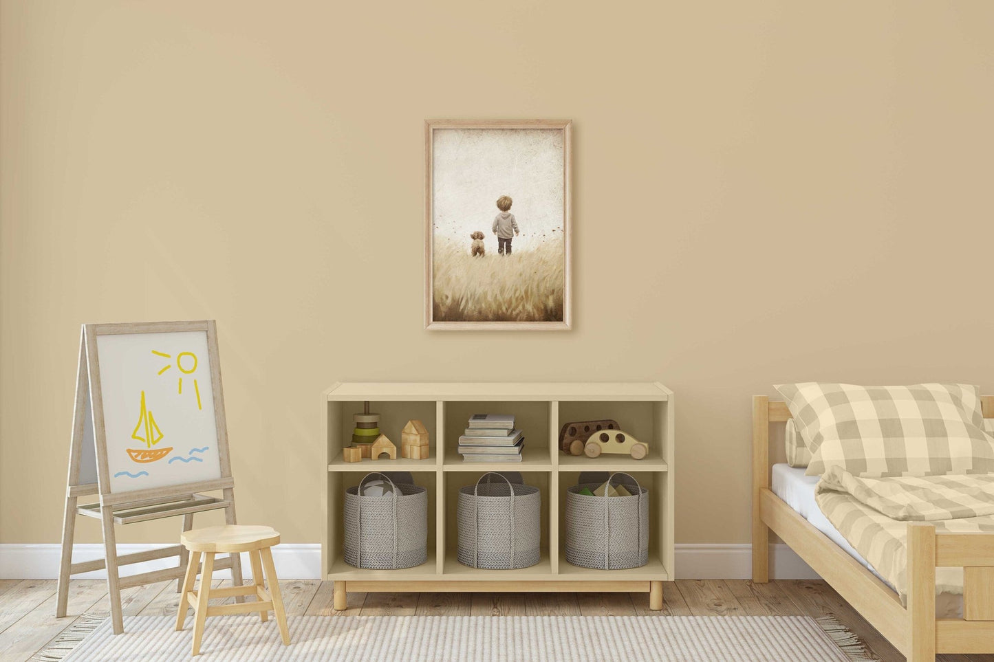 Puppy Nursery Print, Vintage Dog Painting, Boys Room Wall Decor - WildfieldPrints