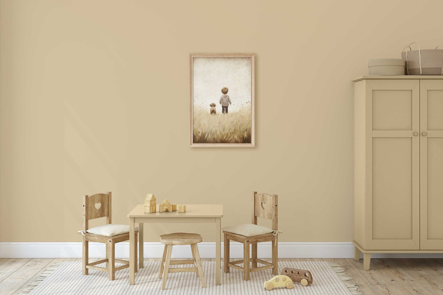 Puppy Nursery Print, Vintage Dog Painting, Boys Room Wall Decor - WildfieldPrints